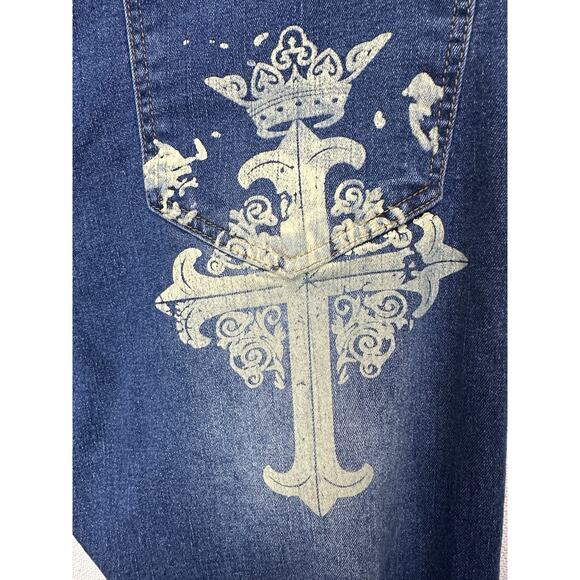 Jeans Wear Blue Denim Graphics High Choice CALAGUC Mens Size 32 Mid Rise Y2K - Picture 15 of 16